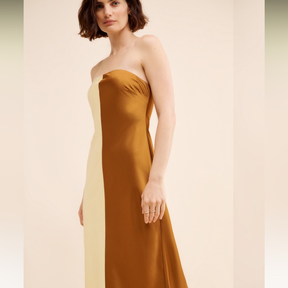 Significant Other Strapless Cream and Brown Dress - Picture 2 of 5